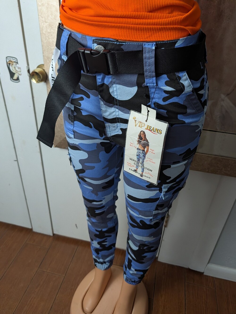 NWT VIP Jeans Versatile Collection Blue Camouflage Pants Size 11/12